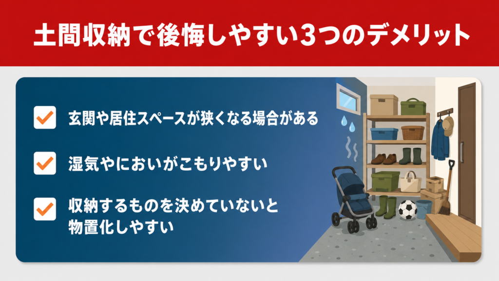 土間収納で後悔しやすい3つのデメリット