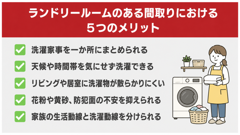 ランドリールームのある間取りにおける5つのメリット