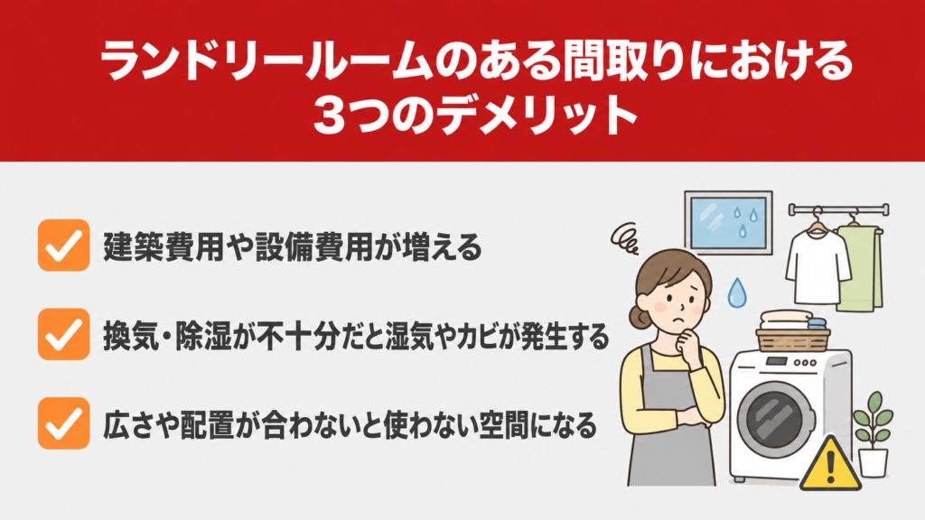 ランドリールームのある間取りにおける3つのデメリット・後悔ポイント