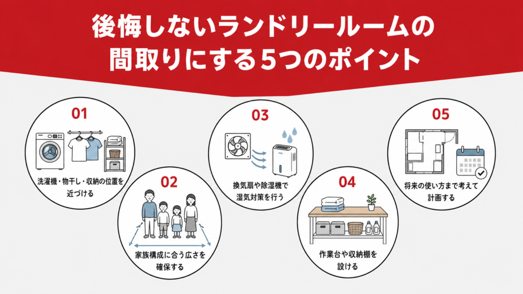 後悔しないランドリールームの間取りにする5つのポイント