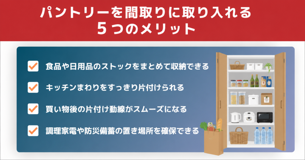 パントリーを間取りに取り入れる5つのメリット