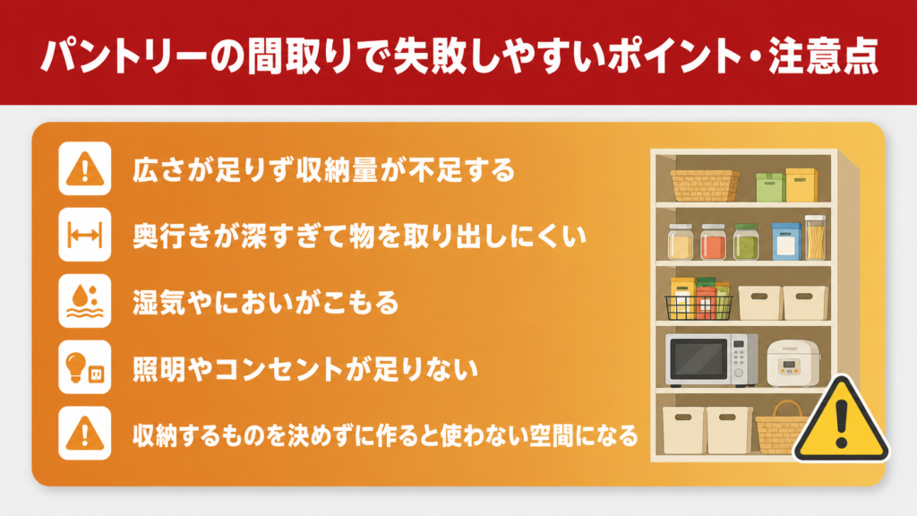 パントリーの間取りで失敗しやすいポイント・注意点