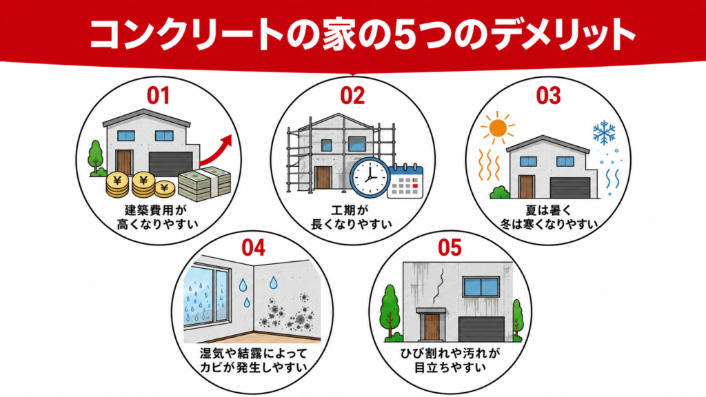 コンクリートの家の5つのデメリット