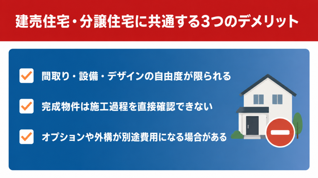 建売住宅・分譲住宅に共通する3つのデメリット