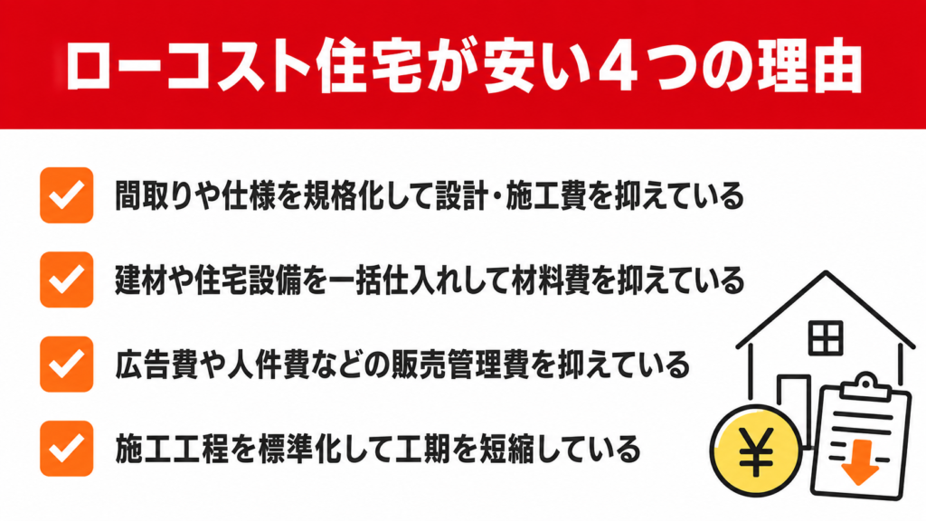 ローコスト住宅が安い4つの理由