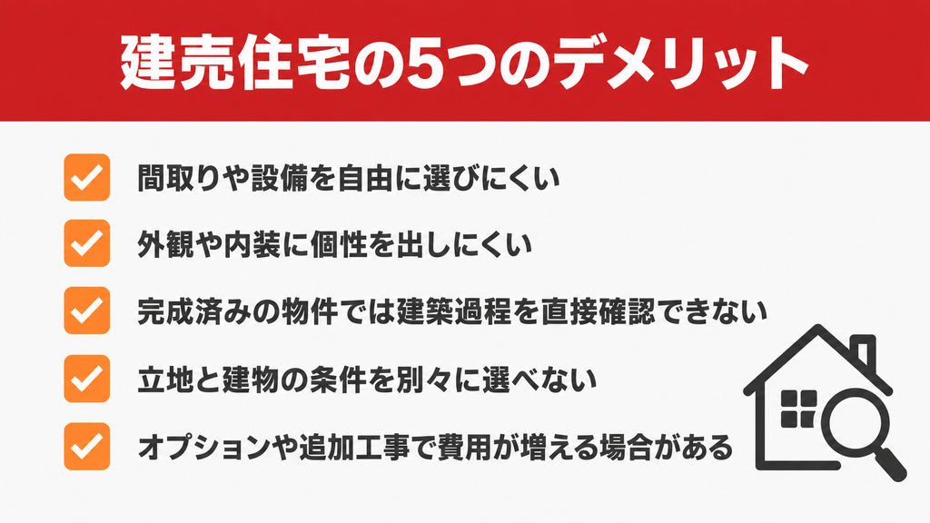 建売住宅の5つのデメリット