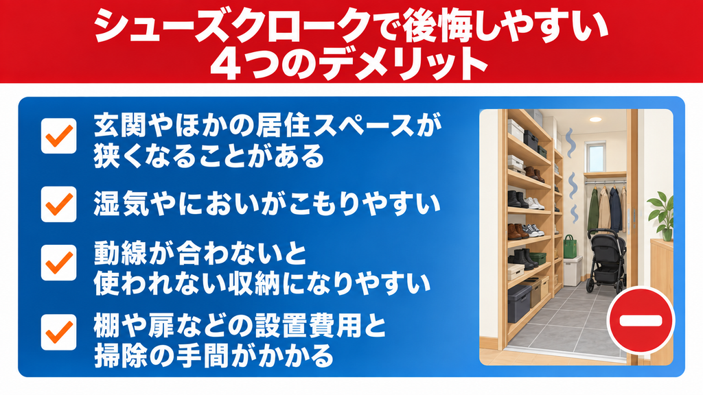 シューズクロークで後悔しやすい4つのデメリット