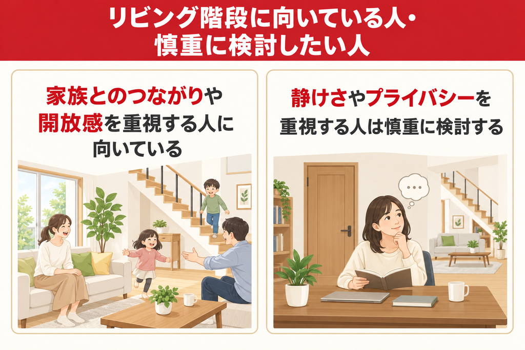 リビング階段に向いている人・慎重に検討したい人