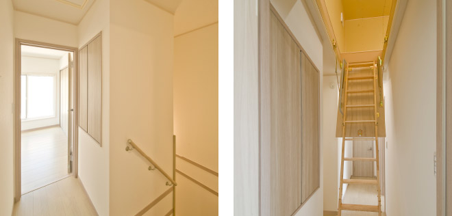 2階ホール:収納・小屋裏収納庫