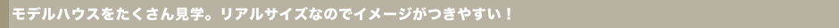 モデルハウスをたくさん見学。リアルサイズなのでイメージがつきやすい！